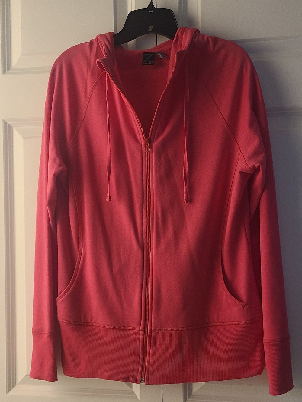 Zella Coral Pink Full-Zip Hoodie With Thumb Holes EUC - Size XL